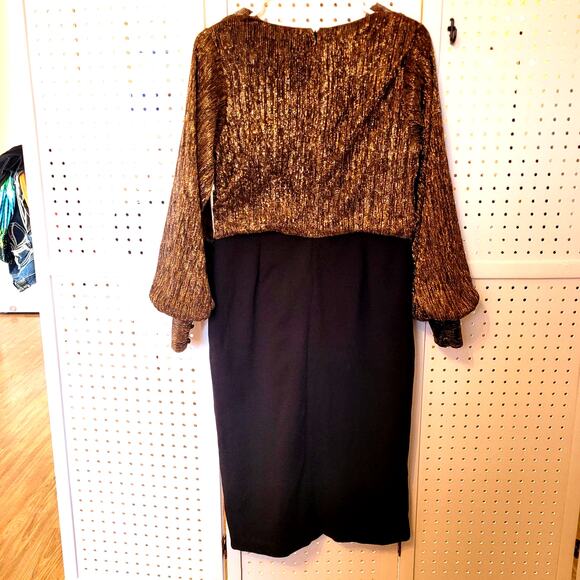 Shelby Nites Womens Evening Midi Dress 8 Metallic Retro 80s 90s Y2K Grandma Mom - Picture 2 of 8